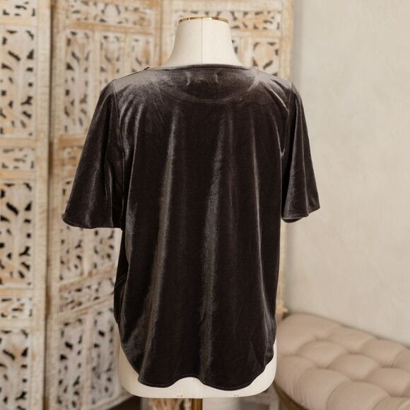 Women’s Madewell Short‎ Sleeve Slate Velvet Top size S - Picture 4 of 6